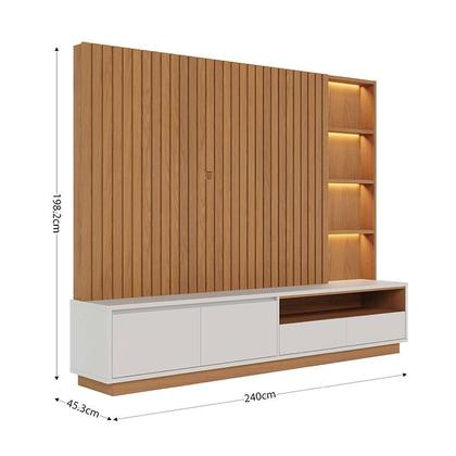 Imagem de Estante Home Theater Cancún Freijó Off White Matte com Mesa de Centro Jeri Freijó Off White e Aparador Riviera Freijó - Colibri