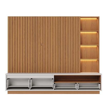 Imagem de Estante Home Theater Cancún Freijó Off White Matte com Mesa de Centro Jeri Freijó Off White e Aparador Riviera Freijó - Colibri