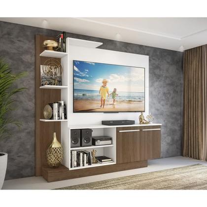 Imagem de Estante Home Theater com Suporte P/TV até 55'' Denver Multimóveis Branco/Madeirado