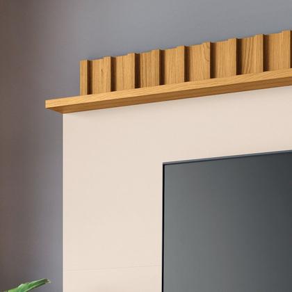 Imagem de Estante Home Theater Detalhe Ripado Sala Estar TV Até 70 Polegadas 2 Portas 1 Prateleira 1 Gaveta Rodízios Cromados Artís