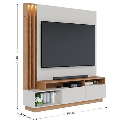 Imagem de Estante Home Theater Humaita com Aparador para Sala Sena Off White Matte Freijó - Colibri