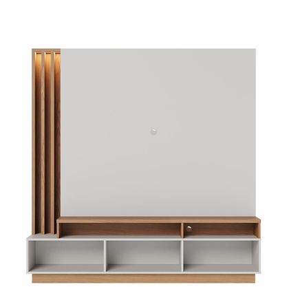 Imagem de Estante Home Theater Humaitá com Mesa de Centro Jeri Off White Matte Freijó e Aparador Riviera Freijó  Colibri