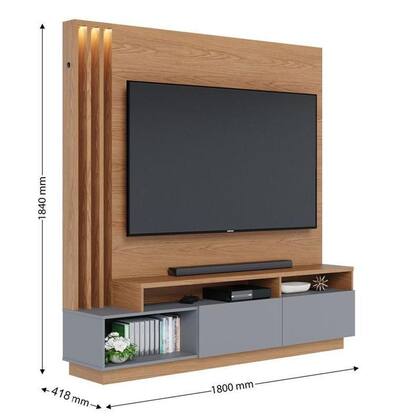 Imagem de Estante Home Theater Humaita Freijó Cinza Acetinado - Colibri