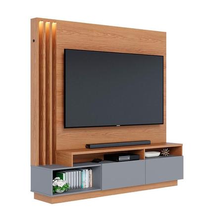 Imagem de Estante Home Theater Humaita Freijó Cinza Acetinado com Aparador Riviera Freijó  Colibri