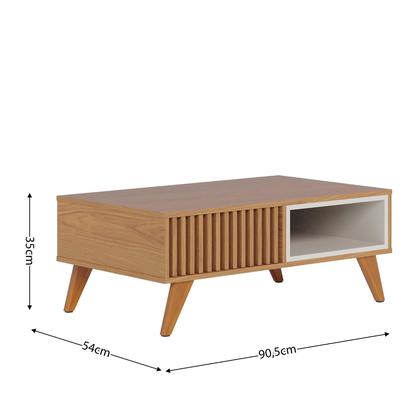 Imagem de Estante Home Theater Humaitá Off White Matte Freijó com Mesa de Centro Jeri Freijó Off White - Colibri