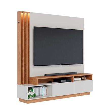 Imagem de Estante Home Theater Humaitá Off White Matte Freijó com Mesa de Centro Jeri Freijó Off White e Aparador Riviera Freijó  Colibri