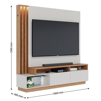 Imagem de Estante Home Theater Humaitá Off White Matte/Freijó para TV de 75” - Colibri