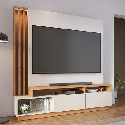 Imagem de Estante Home Theater Humaitá Off White Matte/Freijó para TV de 75” - Colibri