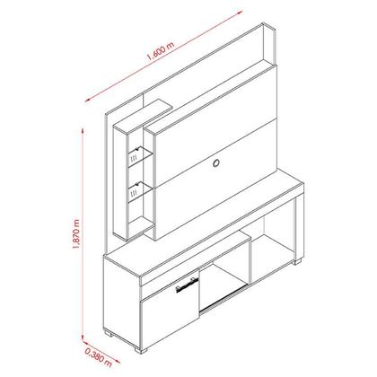 Imagem de Estante Home Theater Ícaro com Aparador e Mesa de Centro Frizz Cinamomo Off White - Madetec