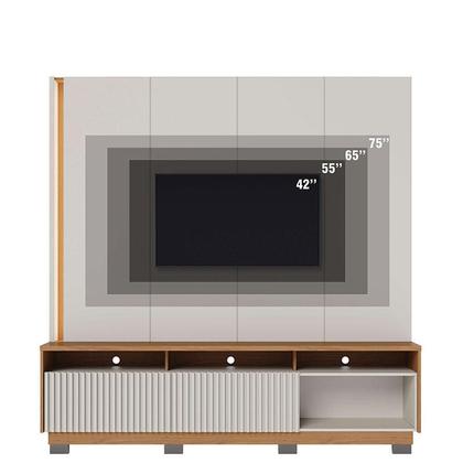 Imagem de Estante Home Theater Jordão Com Pés Off White Freijó com Mesa de Centro Jeri Freijó Off White e Aparador Riviera Freijó  Colibri