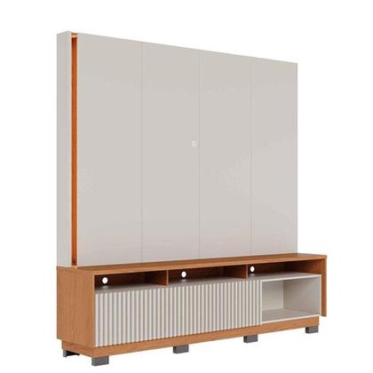 Imagem de Estante Home Theater Jordão Com Pés Off White Freijó E Aparador Para Sala Riviera Off White - Colibri