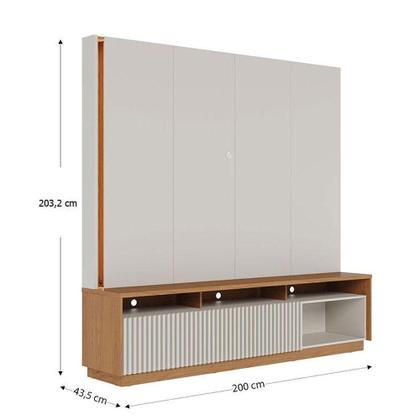 Imagem de Estante Home Theater Jordão Com Pés Off White Freijó E Aparador Para Sala Riviera Off White - Colibri