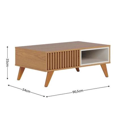 Imagem de Estante Home Theater Jordão Com Pés Off White Freijó E Mesa De Centro Jeri Freijó Off White - Colibri