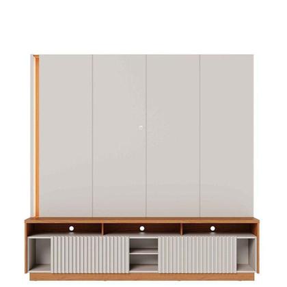 Imagem de Estante Home Theater Jordão Off White Freijó Com Aparador Riviera Freijó - Colibri