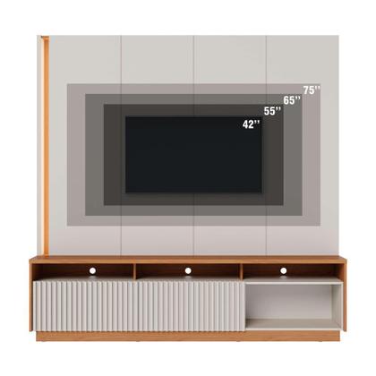 Imagem de Estante Home Theater Jordão Off White Freijó com Aparador Riviera Freijó  Colibri