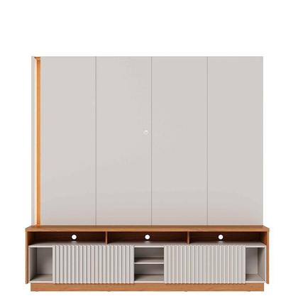 Imagem de Estante Home Theater Jordão Off White Freijó com Mesa de Centro Jeri Freijó Off White e Aparador Riviera Freijó  Colibri