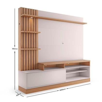 Imagem de Estante Home Theater Maceió com Mesa de Centro Jeri Freijó Off White e Aparador Riviera Freijó  Colibri