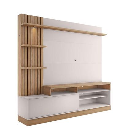 Imagem de Estante Home Theater Maceió com Mesa de Centro Jeri Freijó Off White e Aparador Riviera Freijó  Colibri
