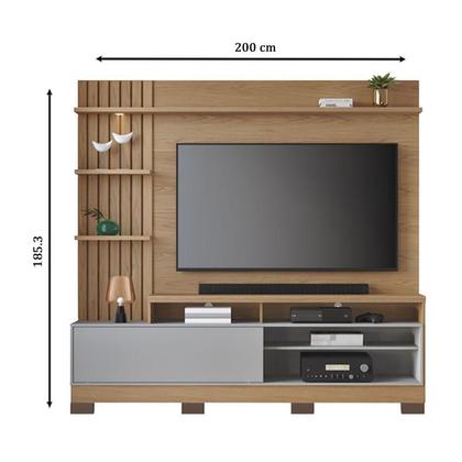 Imagem de Estante Home Theater Maceió com Pés Freijó Cinza Acetinado  Colibri