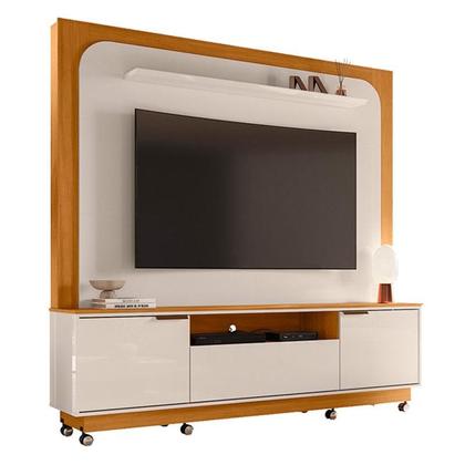 Imagem de Estante Home Theater Nilo com Rodízios com Aparador para Sala Buffet Monza Cinamomo Off White - Madetec