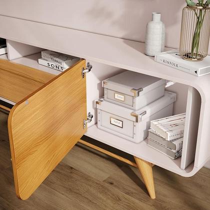 Imagem de Estante Home Theater Nobre e Aparador Vivant e Mesa de Centro Cadenza Off White Cinamomo  HB Móveis