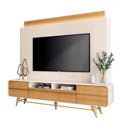 Imagem de Estante Home Theater Nobre e Aparador Vivant e Mesa de Centro Cadenza Off White Cinamomo  HB Móveis
