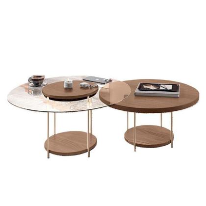 Imagem de Estante Home Theater Nobre Off White Castanho E Aparador Infinity E Kit Mesa De Centro Sky Castanho - Hb Móveis