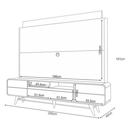 Imagem de Estante Home Theater Nobre Off White Castanho E Kit Mesa De Centro Sky Off White Hb Móveis