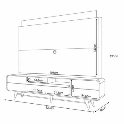 Imagem de Estante Home Theater Nobre Off White Cinamomo E Aparador Infinity E Mesa De Centro Sky Off White Hb Móveis