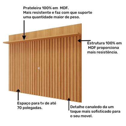 Imagem de Estante Home Theater para Sala TV 70 com 4 Portas Moema Permóbili Grafite/Nature - 100% MDF