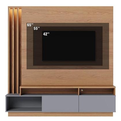 Imagem de Estante Home Theater para Tv 75 Pol. com Led 180cm Maitê C05 Freijó/Cinza Fosco - Mpozenato