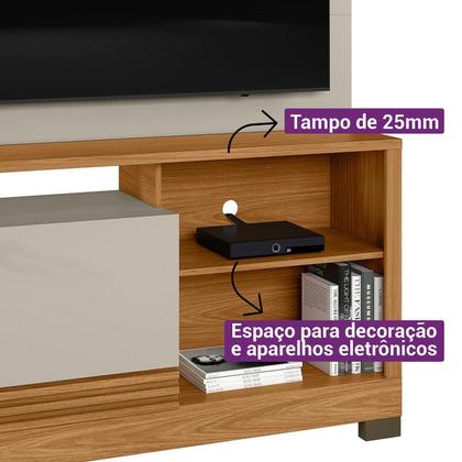 Imagem de Estante Home Theater Ripado Para TV Até 50 Polegadas Sala Estar 4 Prateleiras 2 Portas 5 Pés Alagoas
