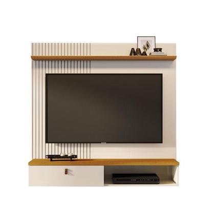 Imagem de Estante Home Theater Suspenso Íris com Aparador para Sala Buffet Monza Cinamomo Off White - Madetec