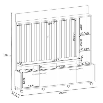 Imagem de Estante Home Theater Titan Off White Castanho E Aparador Infinity E Kit Mesa De Centro Sky Off White - Hb Móveis