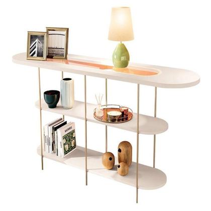 Imagem de Estante Home Theater Titan Off White Castanho E Aparador Infinity E Kit Mesa De Centro Sky Off White - Hb Móveis