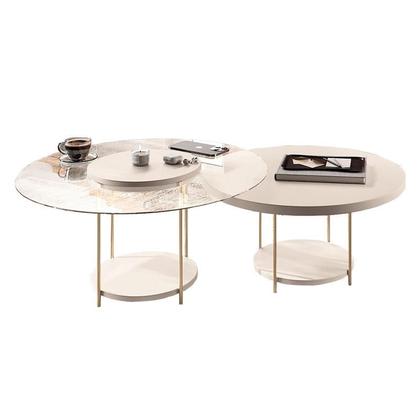 Imagem de Estante Home Theater Titan Off White Castanho e Kit Mesa de Centro sky Off White - HB Móveis