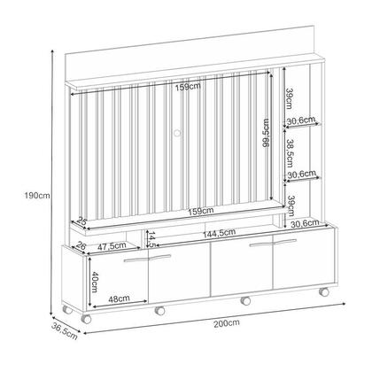 Imagem de Estante Home Theater Titan Off White Cinamomo e Kit Mesa de Centro sky Cinamomo - HB Móveis