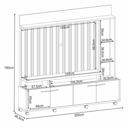 Imagem de Estante Home Theater Titan Ripado para TV até 60” - HB Móveis