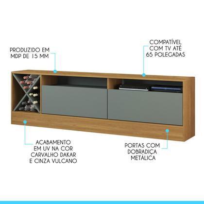 Imagem de Estante Home TV 65 Pol. com 2 Portas 200 x 181 Cm MDP Carvalho 0671