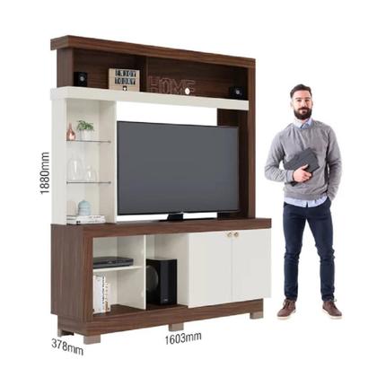 Imagem de Estante Home Valença Para Tv's 50 Polegadas 2 Portas Nogueira Real Off White - Colibri