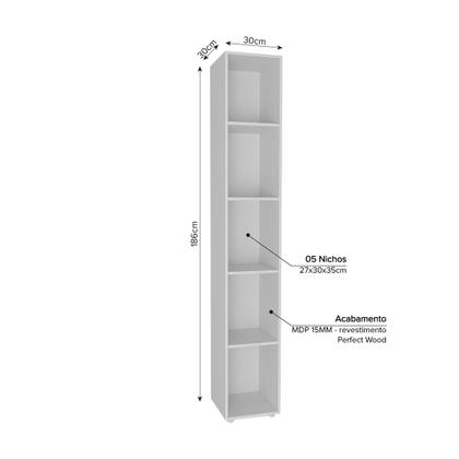 Imagem de Estante Horizontal ou Vertical 5 Nichos 186cmx30cm Liverpool