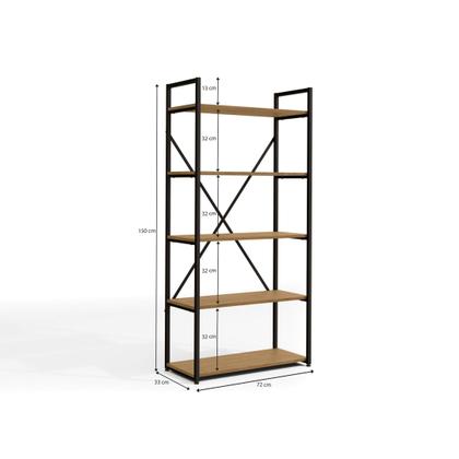 Imagem de Estante Industrial 150 cm com 5 Prateleiras - Freijó/Preto