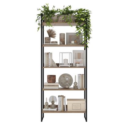 Imagem de Estante Industrial com 5 Prateleiras Metal E Madeira Laminado Com Preto