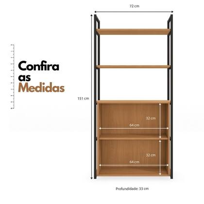 Imagem de Estante Industrial de Madeira Com 5 Prateleiras
