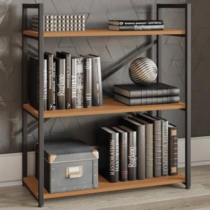 Imagem de Estante Industrial Metal E Madeira Organizador Baixo 85x72cm