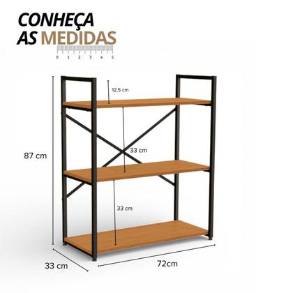 Imagem de Estante Industrial Metal E Madeira Organizador Baixo 85x72cm