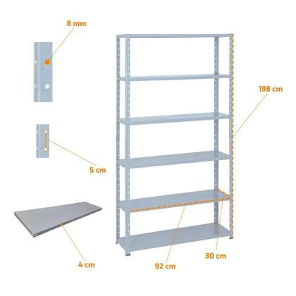 Imagem de Estante Leve De Metal Reforçada 30 Cm 6 Níveis 25kg Por Bandeja - Sa Gôndolas