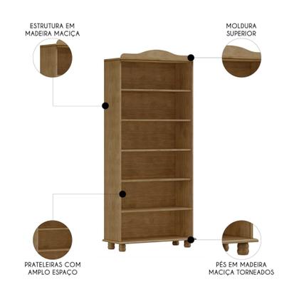 Imagem de Estante Livreiro 85cm Com Prateleiras Pé Madeira Rubia Freijó F07 - Mpozenato