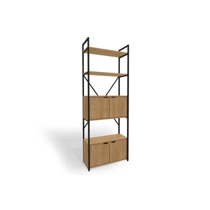 Imagem de Estante Livreiro Casal Industrial Alta LI018 c/ 4 Portas Freijo/Preto - Kappesberg