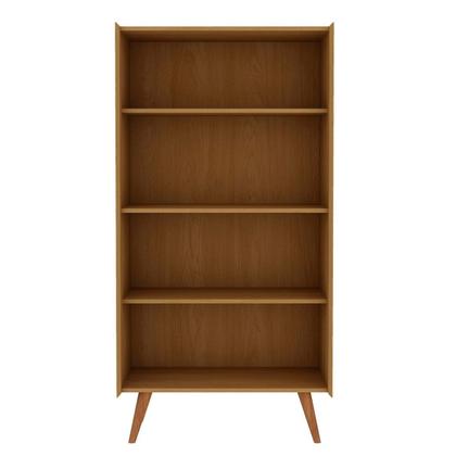 Imagem de Estante Livreiro com Molduras Detalhes em 45 e 2 Portas Pés em Madeira Maciça Bege/Cinamomo/White 100% MDF